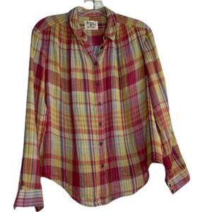 Anthropologie Holding Horses Gauze Plaid Button Down Shirt size 4